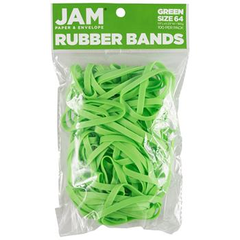 JAM Paper Durable Rubber Bands, Size 64, Green, 100/PK