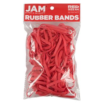 JAM Paper Durable Rubber Bands, Size 64, Red, 100/PK