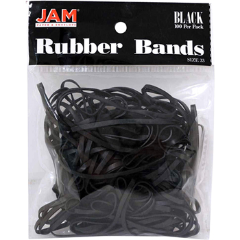 JAM Paper Rubber Bands, Size 33, Black, 100/Pack