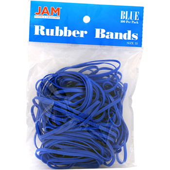 JAM Paper Rubber Bands, Size 33, Blue, 100/Pack