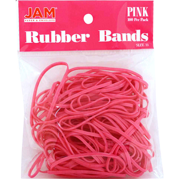 JAM Paper Rubber Bands, Size 33, Pink, 100/Pack
