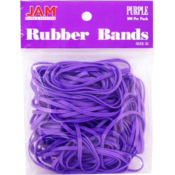 JAM Paper Rubber Bands, Size 33, Purple, 100/Pack