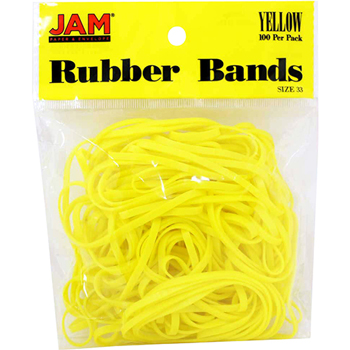 JAM Paper Rubber Bands, Size 33, Yellow, 100/Pack