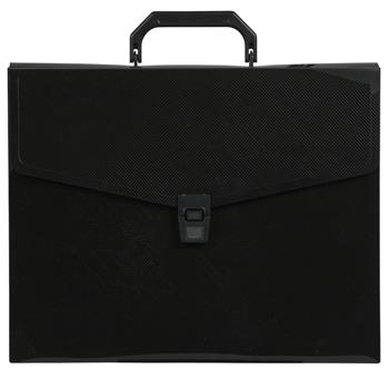 JAM Paper Plastic Portfolio Briefcase with Handles, 12&quot; x 9 1/2&quot; x 1 1/2&quot;, Black