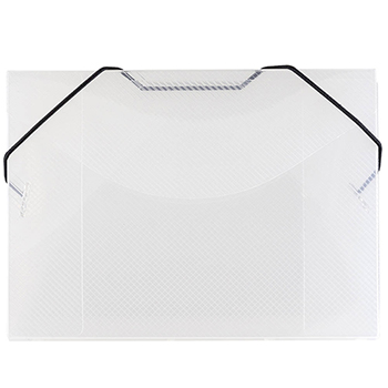 JAM Paper Plastic Portfolio with Elastic Closure, 5 1/2&quot; x 7 1/2&quot; x 3/8&quot;, Clear