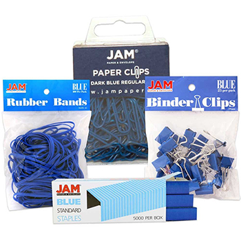 JAM Paper Desk Supply Assortment, Blue, 4/PK