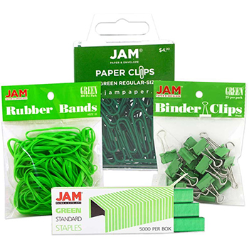 JAM Paper Desk Supply Assortment, Green, 4/PK