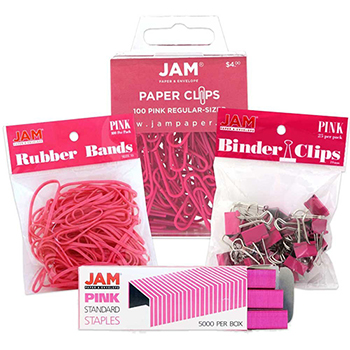 JAM Paper Desk Supply Assortment, Pink, 4/PK