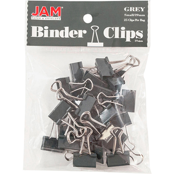 JAM Paper Binder Clips, Small, 19mm, Gray, 25/Pack