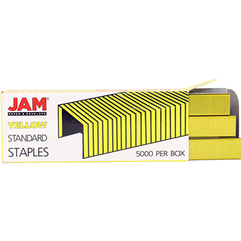 JAM Paper Box of Staples, Standard Size, Yellow, 5000/Pack