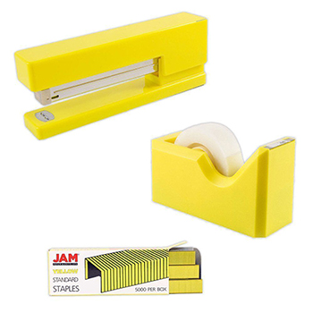 JAM Paper Office &amp; Desk Sets, Yellow, 3/PK