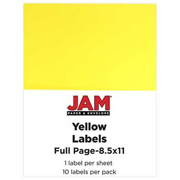 JAM Paper Shipping Labels, Full Page, 5 1/2&quot; x 8 1/2&quot; , Yellow, 10 Full Sheets