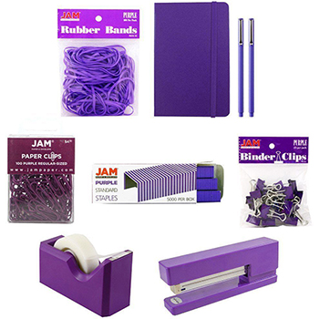 JAM Paper Complete Desk Kit, Purple, 8/PK