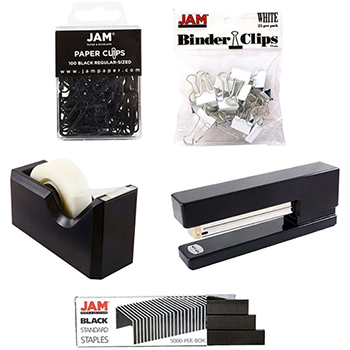 JAM Paper Office Starter Kit, Black, 5/PK