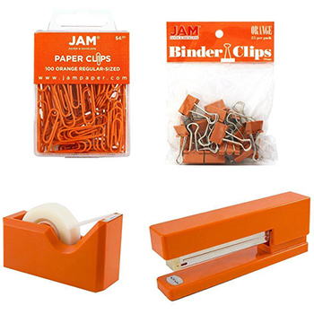 JAM Paper Office Starter Kit, Orange, 4/PK