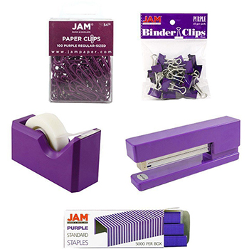 JAM Paper Office Starter Kit, Purple, 5/PK