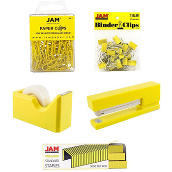JAM Paper Office Starter Kit, Yellow, 5/PK