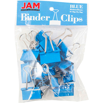 JAM Paper Binder Clips, Medium 32mm, Blue, 15/Pack