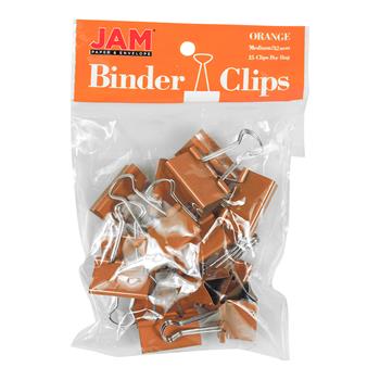 JAM Paper Binder Clips, Medium 32mm, Orange, 15/Pack