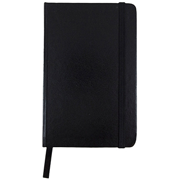 JAM Paper Hardcover Notebook with Elastic Band, 3 3/4&quot; x 5 5/8&quot;, Black, 100 Lined Sheets