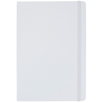 JAM Paper Hardcover Notebook with Elastic Band, Lined, 5.88&quot; x 8.5&quot;, Cream Paper, White Cover, 100 Sheets