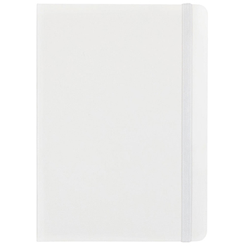 JAM Paper Hardcover Notebook with Elastic Band, Lined, 5&quot; x 7&quot;, Cream Paper, White Cover, 100 Sheets