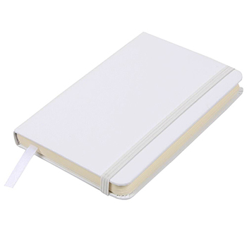 JAM Paper Hardcover Notebook with Elastic Band, Lined, 3.75&quot; x 5.63&quot;, Cream Paper, White Cover, 100 Sheets