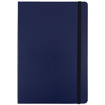 JAM Paper Hardcover Notebook with Elastic Band, 5 7/8&quot; x 8 1/2&quot;, Blue, 100 Lined Sheets