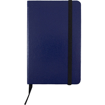 JAM Paper Hardcover Notebook with Elastic Band, Lined, 3.75&quot; x 5.63&quot;, Cream Paper, Blue Cover, 100 Sheets