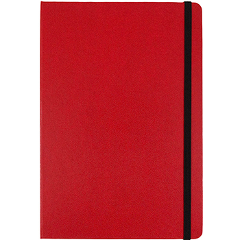 JAM Paper Hardcover Notebook with Elastic Band, Lined, 5.88&quot; x 8.5&quot;, Cream Paper, Red Cover, 100 Sheets