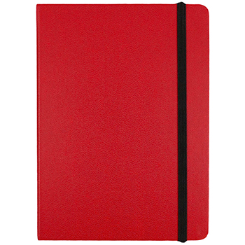 JAM Paper Hardcover Notebook with Elastic Band, Lined, 5&quot; x 7&quot;, Cream Paper, Red Cover, 100 Sheets