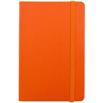 JAM Paper Hardcover Notebook with Elastic Band, Lined, 4&quot; x 6&quot;, Cream Paper, Sunburst Orange Cover, 70 Sheets