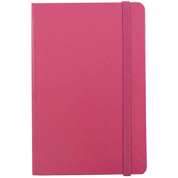 JAM Paper Hardcover Notebook with Elastic Band, Lined, 4&quot; x 6&quot;, Cream Paper, Pink Berry Cover, 70 Sheets