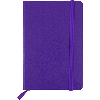 JAM Paper Hardcover Notebook with Elastic Band, Lined, 4&quot; x 6&quot;, Cream Paper, Plum Purple Cover, 70 Sheets