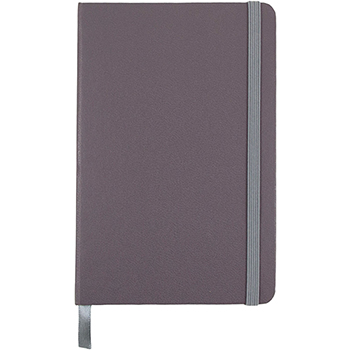 JAM Paper Hardcover Notebook with Elastic Band, Lined, 4&quot; x 6&quot;, Cream Paper, Gray Cover, 70 Sheets