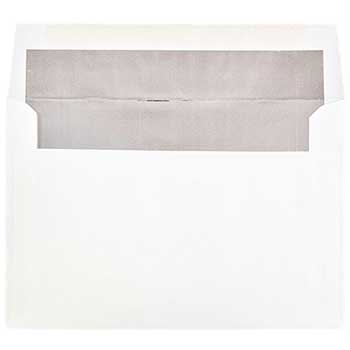 JAM Paper A9 Foil Lined Invitation Envelopes, 5 3/4&quot; x 8 3/4&quot;, White with Silver Foil, 25/PK