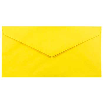 JAM Paper Monarch Colored Envelopes, 3 7/8&quot; x 7 1/2&quot;, Yellow Recycled, 50/BX