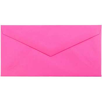 JAM Paper Monarch Colored Envelopes, 3 7/8&quot; x 7 1/2&quot;, Fuchsia Hot Pink, 50/BX
