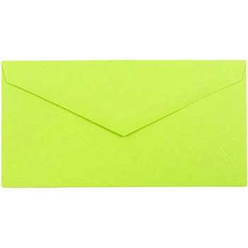 JAM Paper Monarch Colored Envelopes, 3 7/8&quot; x 7 1/2&quot;, Lime Green, 50/BX