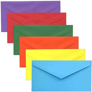 JAM Paper Monarch Colored Envelopes, 3 7/8&quot; x 7 1/2&quot;, Assorted Colors, 150/PK