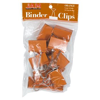 JAM Paper Binder Clips, Large 41mm, Orange, 12/Pack
