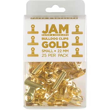JAM Paper Metal Bulldog Clips, 22 mm, Gold, 25/PK