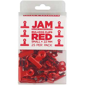 JAM Paper Metal Bulldog Clips, 22 mm, Red, 25/PK