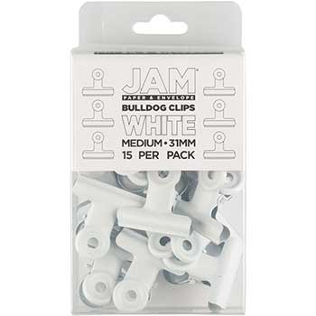 JAM Paper Metal Bulldog Clips, 31 mm, White, 15/PK