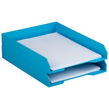 JAM Paper Stackable Paper Trays, Blue, 2/PK