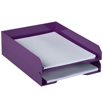 JAM Paper Stackable Paper Trays, Purple, 2/PK