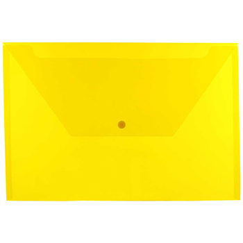JAM Paper Plastic Envelopes with Snap Closure, Legal Booklet, 9 3/4&quot; x 14 1/2&quot;, Yellow, 12/PK