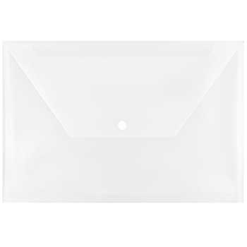 JAM Paper Plastic Envelopes with Snap Closure, Legal Booklet, 9 3/4&quot; x 14 1/2&quot;, Clear, 12/PK