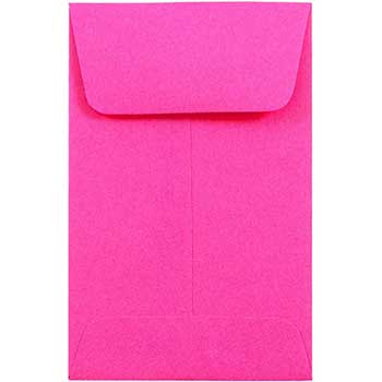 JAM Paper Coin Business Colored Envelopes, #1, 2 1/4&quot; x 3 1/2&quot;, Fuchsia Pink, 25/PK