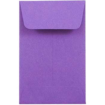 JAM Paper Coin Business Colored Envelopes, #1, 2 1/4&quot; x 3 1/2&quot;, Violet Purple Recycled, 25/PK